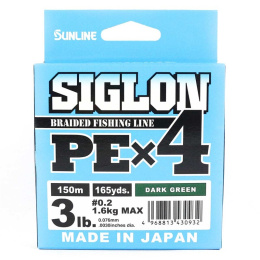 Леска плет. Sunline SIGLON PEx4 Light Green 150m #0.5/8lb