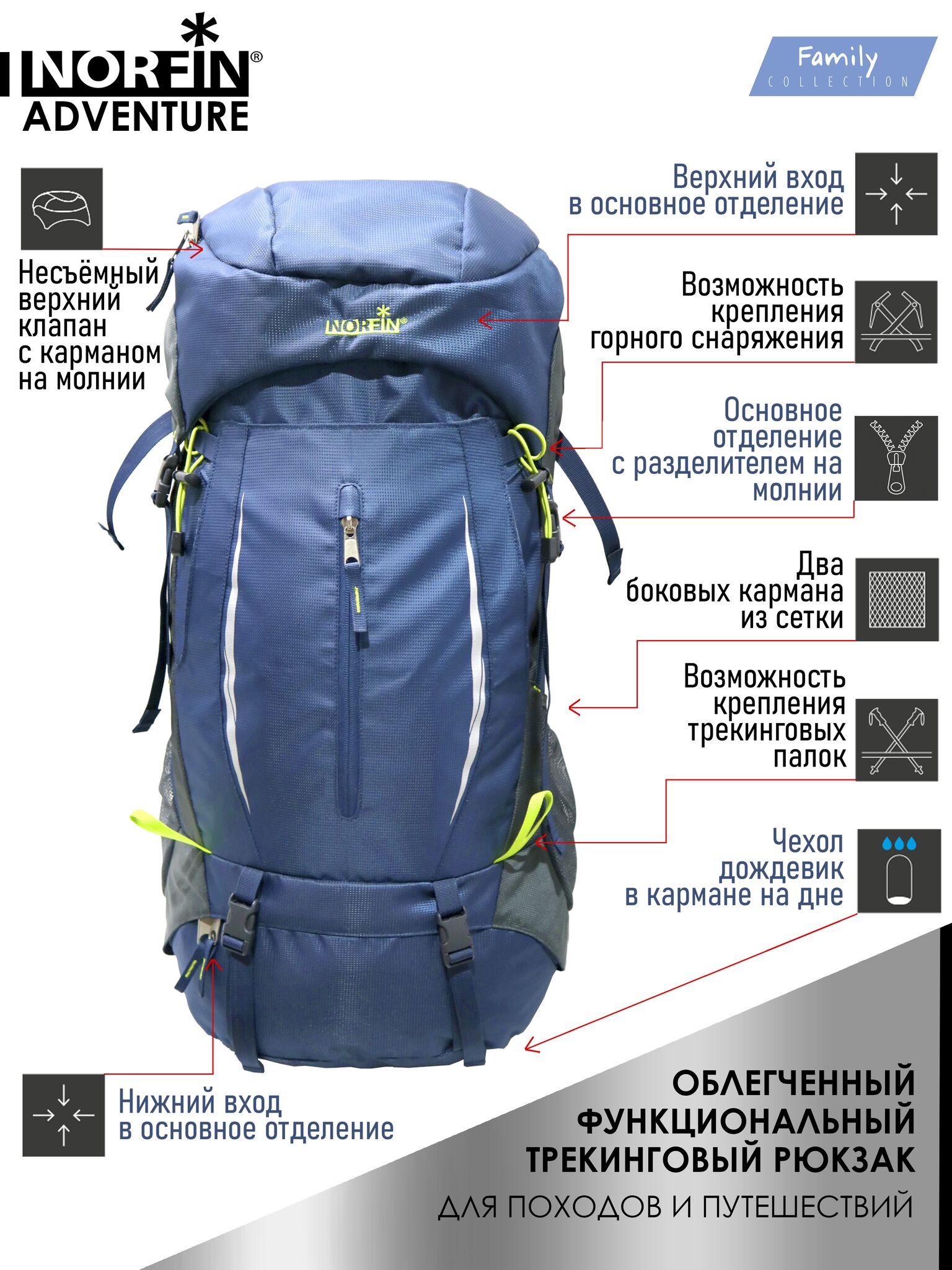 Рюкзак Norfin ADVENTURE 65 Рюкзак Norfin ADVENTURE 65